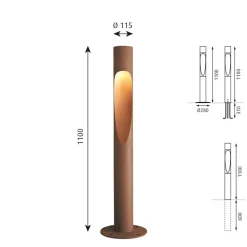 Louis Poulsen 830 rust 110cm dimbar veilampe med jording