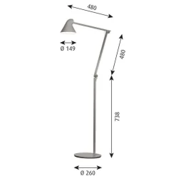 Louis Poulsen NJP LED-gulvlampe 2 700 K lysegrå