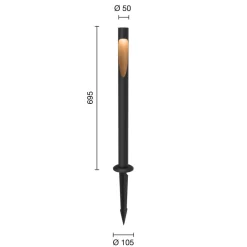 Louis Poulsen Veilampe 830 70cm svart jordlampe 24V