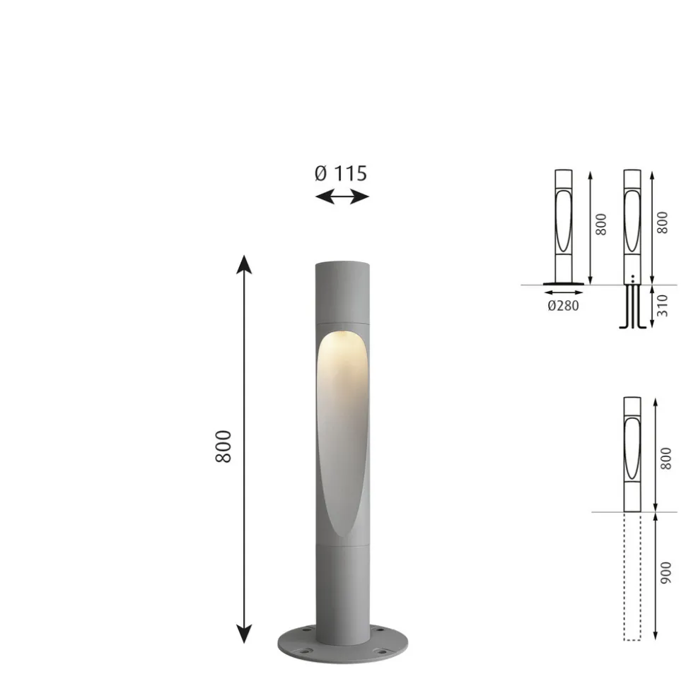 Louis Poulsen Veilampe, 3000K Ra80 aluminium 80cm dimbar sokkel