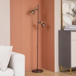 Lucande Arinthea gulvlampe, 2-lys, svart, stål, E14