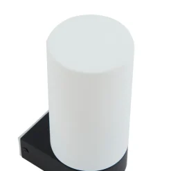 Lucande Basolo vegglampe til bad, svart, høyde 17,2 cm, glass