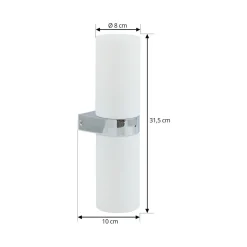 Lucande Basolo vegglampe til bad, krom, høyde 31,5 cm, glass, IP44