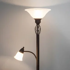 Lucande Gulvlampe Dunja, hvit/rust, metall, leselampe