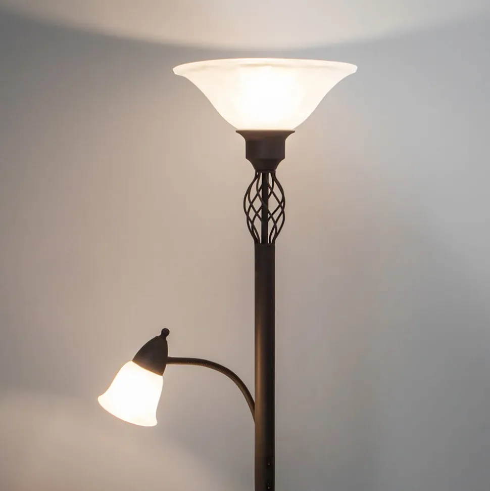 Lucande Gulvlampe Dunja, hvit/rust, metall, leselampe