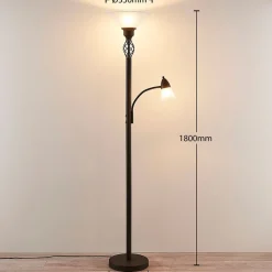 Lucande Gulvlampe Dunja, hvit/rust, metall, leselampe