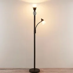 Lucande Gulvlampe Dunja, hvit/rust, metall, leselampe