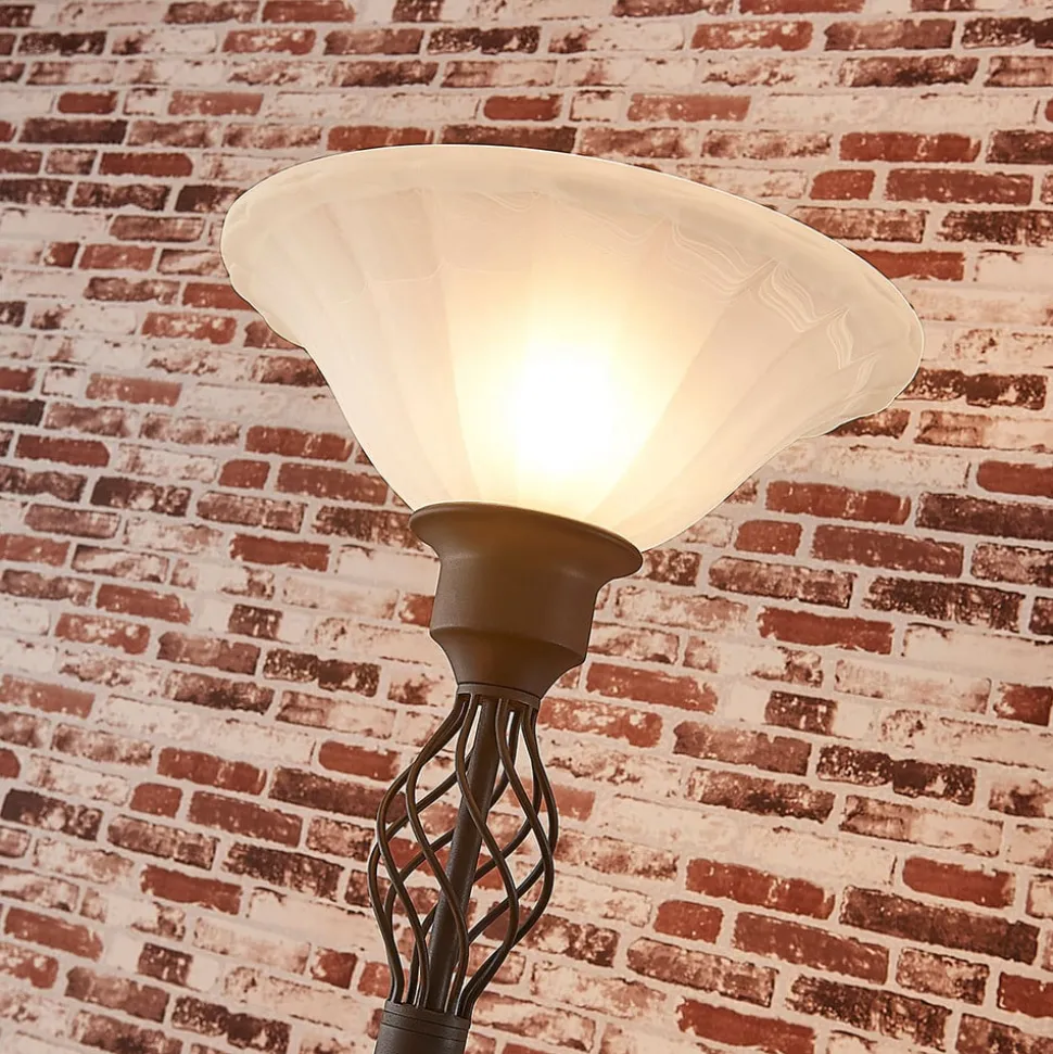 Lucande Gulvlampe Dunja, hvit/rust, metall, leselampe