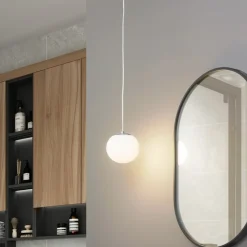 Lucande hengelampe Bidolo, kromfarget, glass, Ø 15 cm, IP44