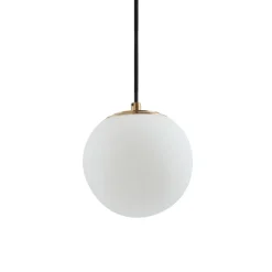 Lucande hengelampe Bidolo, messingfarget, glass, 15 cm, IP44