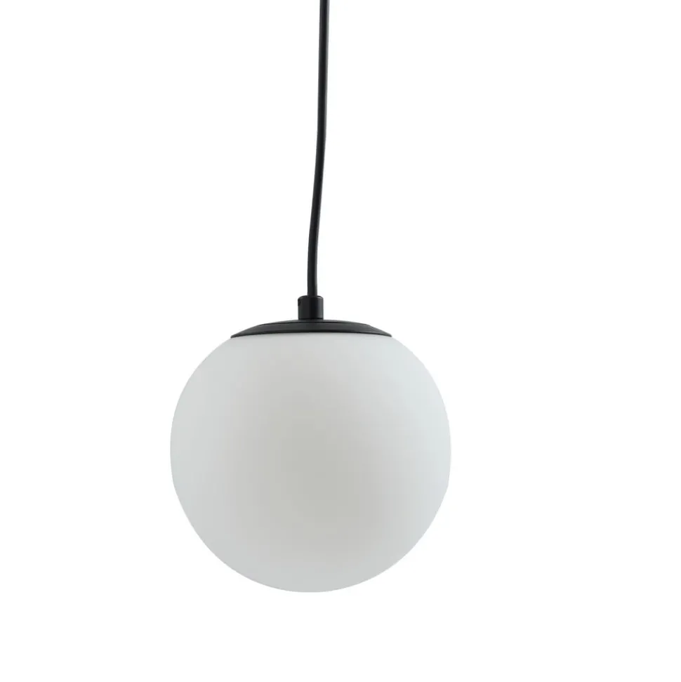 Lucande hengelampe Bidolo, svart, glass, Ø 15 cm, IP44