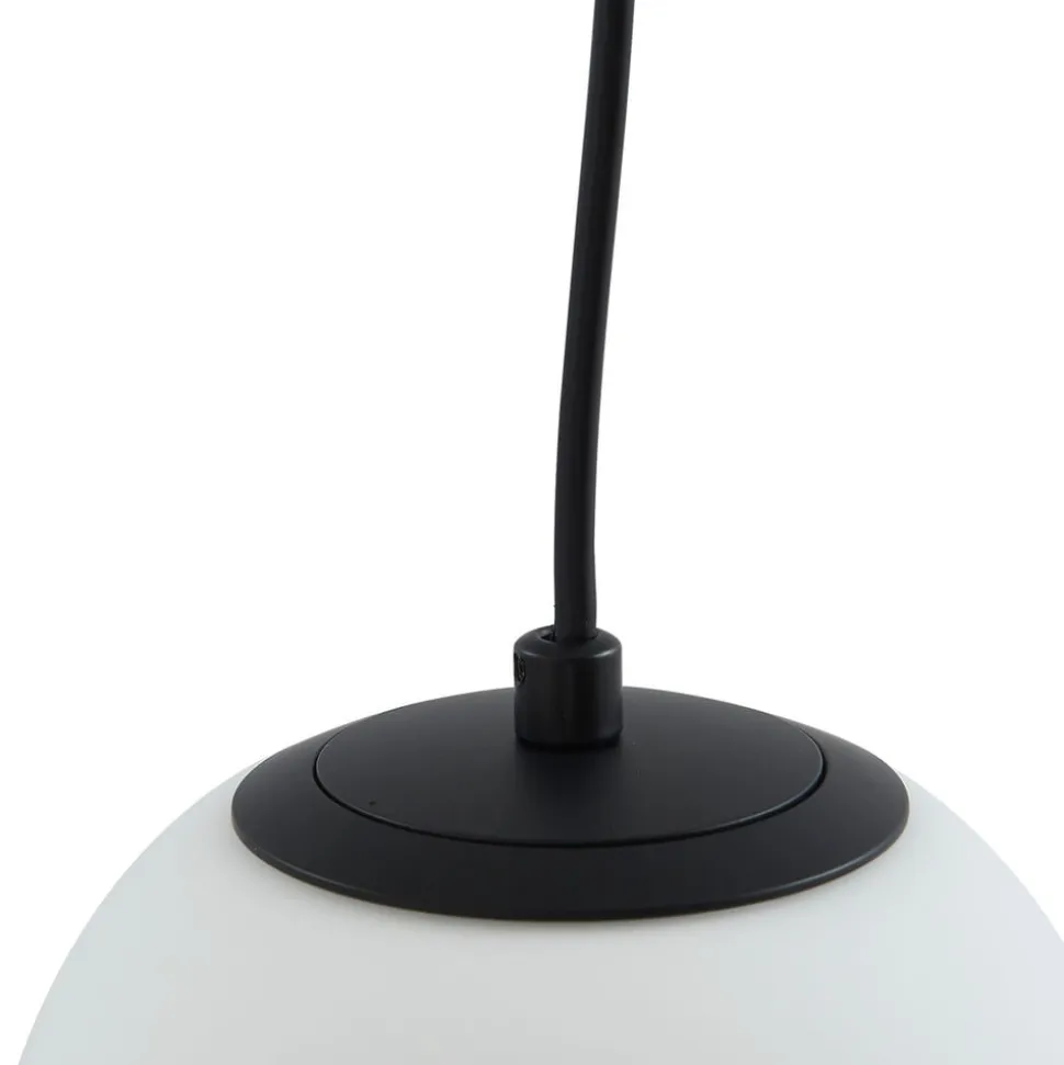 Lucande hengelampe Bidolo, svart, glass, Ø 15 cm, IP44