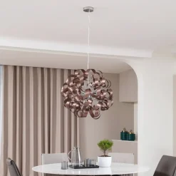 Lucande hengelampe Kaelor, Ø 60 cm, kobberfarget, aluminium