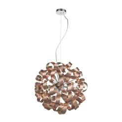 Lucande hengelampe Kaelor, Ø 60 cm, kobberfarget, aluminium