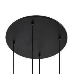 Lucande hengelampe Lunelle, hvit/svart, glass, 4 lyskilder, Ø 40cm