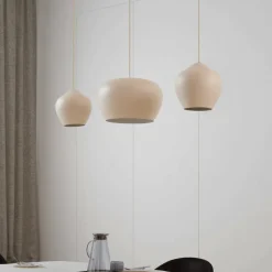 Lucande hengelampe Malisa, beige, 3 lyskilder, metall, 90 cm