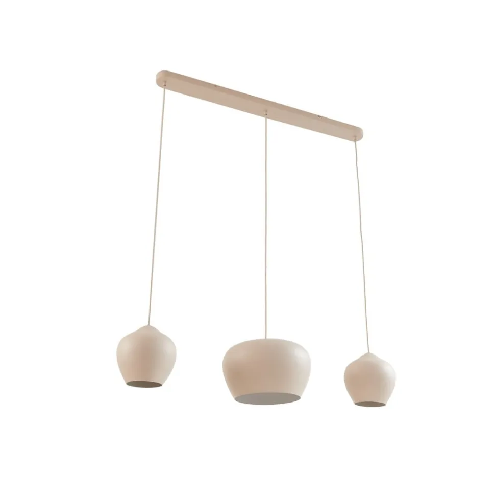 Lucande hengelampe Malisa, beige, 3 lyskilder, metall, 90 cm