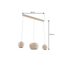 Lucande hengelampe Malisa, beige, 3 lyskilder, metall, 90 cm