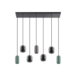 Lucande hengelampe Narion, lineær, svart/brun/grønn, 7-lys