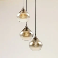 Lucande Jarven hengelampe, 3 lyskilder, svart, glass