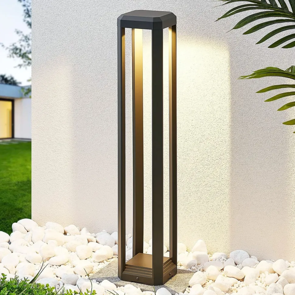 Lucande LED-gatelampe Fery, antrasitt, metall, 80 cm, IP65