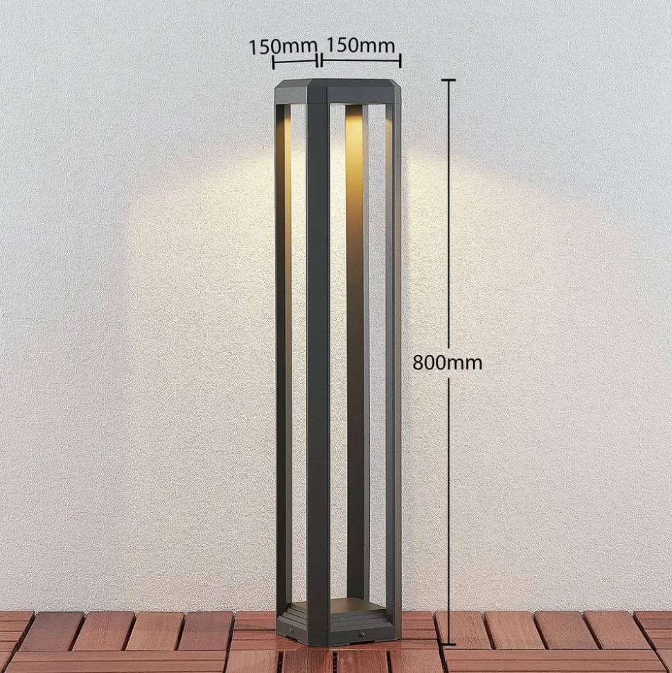 Lucande LED-gatelampe Fery, antrasitt, metall, 80 cm, IP65