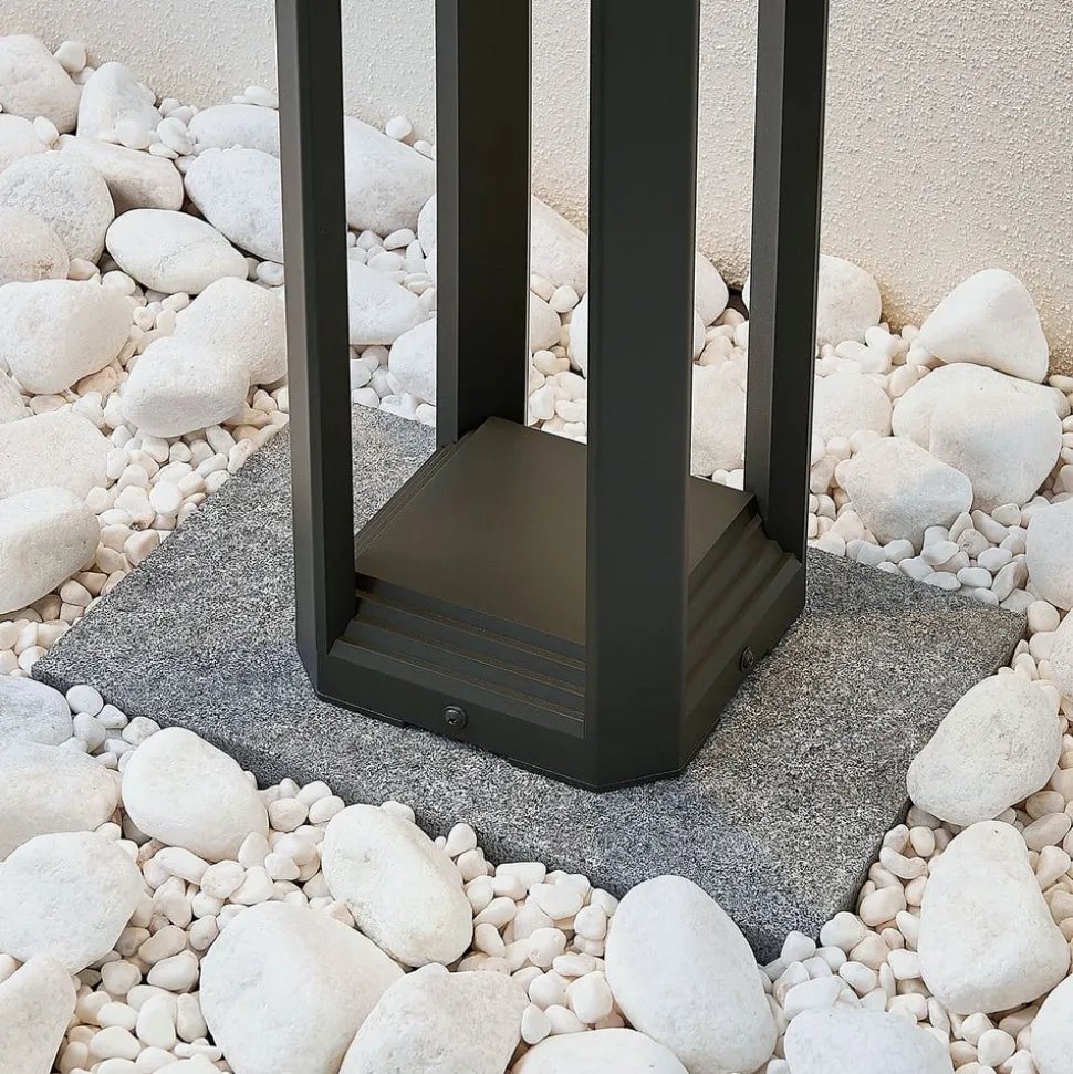 Lucande LED-gatelampe Fery, antrasitt, metall, 80 cm, IP65