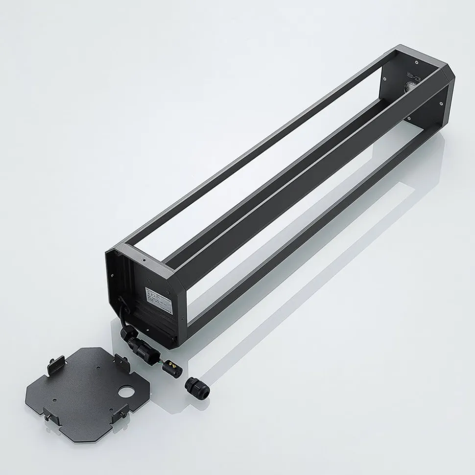 Lucande LED-gatelampe Fery, antrasitt, metall, 80 cm, IP65