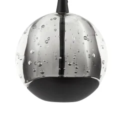 Lucande LED-hengelampe Hayley, svart, 9 lyskilder, glass