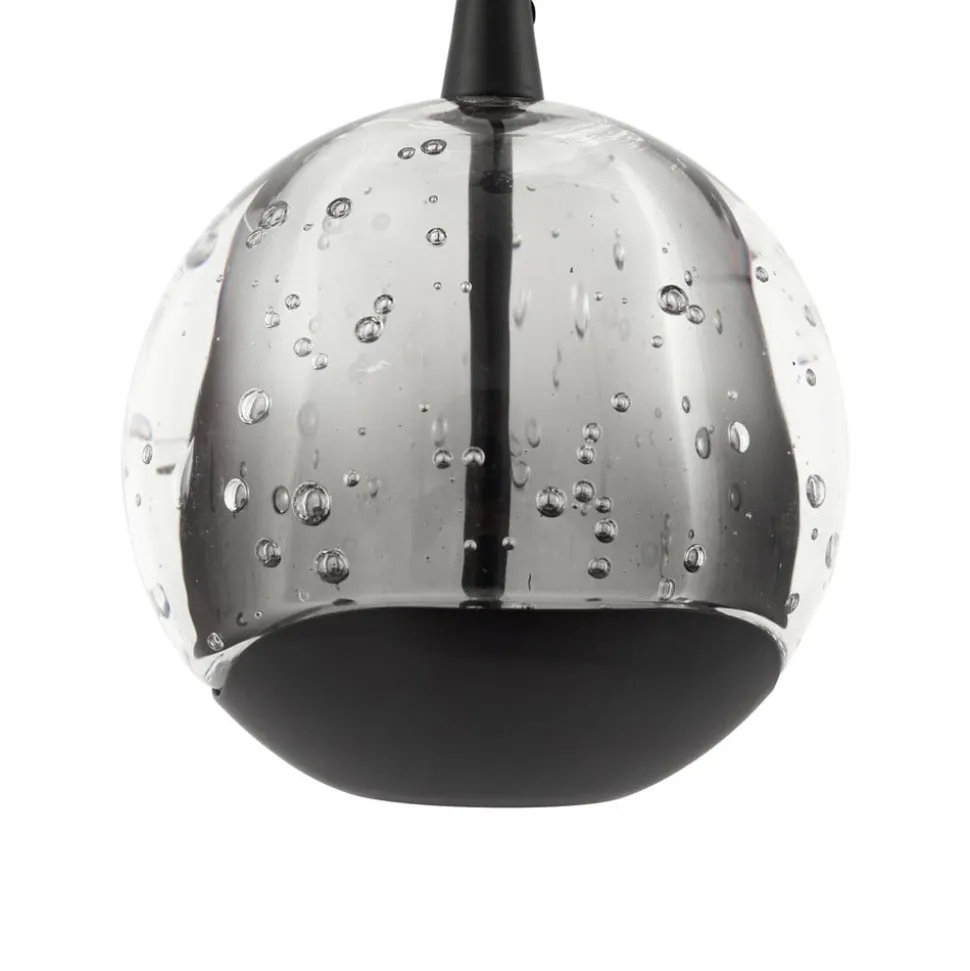 Lucande LED-hengelampe Hayley, svart, 9 lyskilder, glass