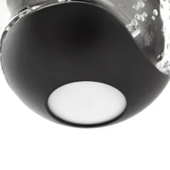 Lucande LED-hengelampe Hayley, svart, 9 lyskilder, glass