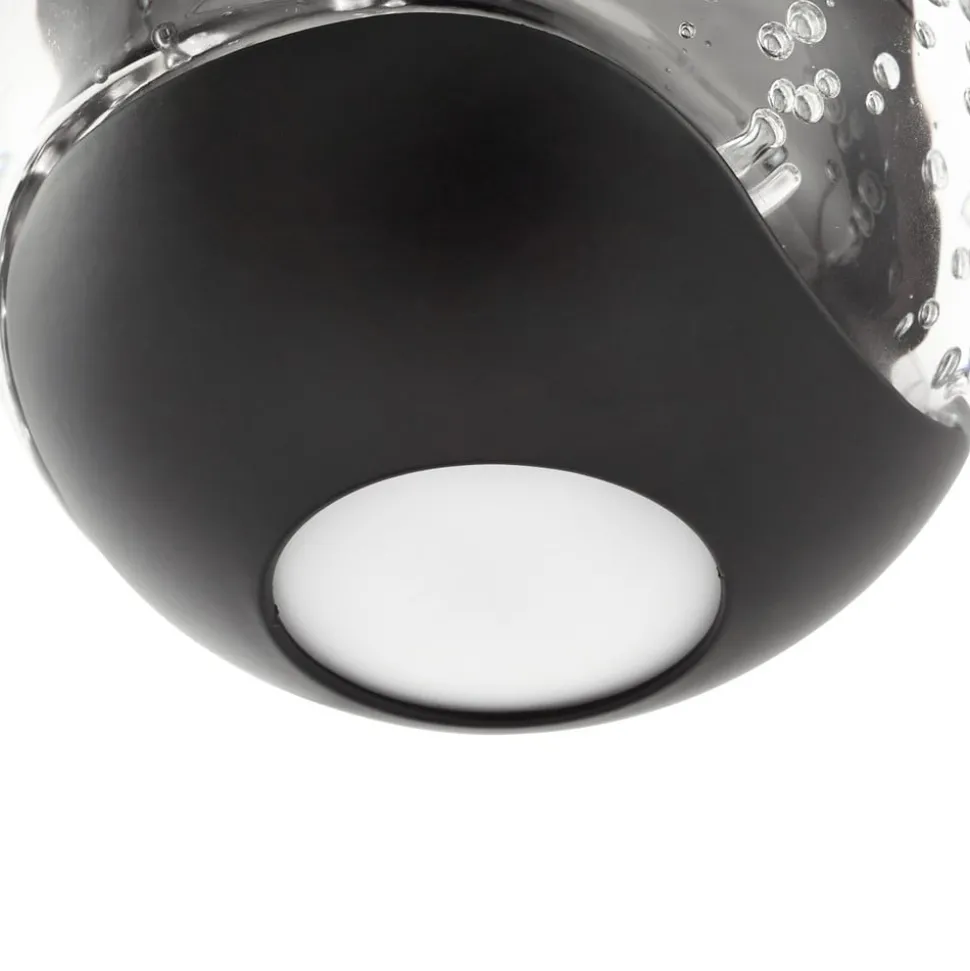 Lucande LED-hengelampe Hayley, svart, 9 lyskilder, glass