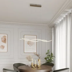 Lucande LED-hengelampe Mairia, sølv, høydejusterbar