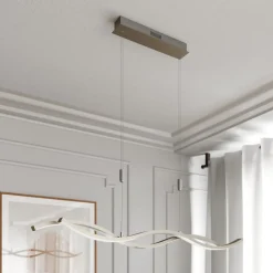 Lucande LED-hengelampe Mairia, sølv, høydejusterbar