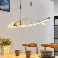 Lucande LED-hengelampe Marija, 91 cm, sølv, dimbar