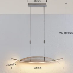 Lucande LED-hengelampe Marija, 91 cm, sølv, dimbar