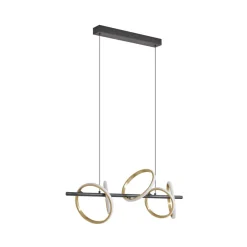 Lucande LED-pendel Madu, svart, metall, 92,5 cm lang