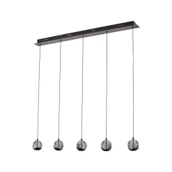 Lucande LED-pendellampe Hayley, svart, 5 lyskilder, langstrakt