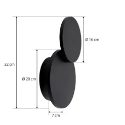 Lucande LED-vegglampe Elrik, svart, 20 cm høy, metall