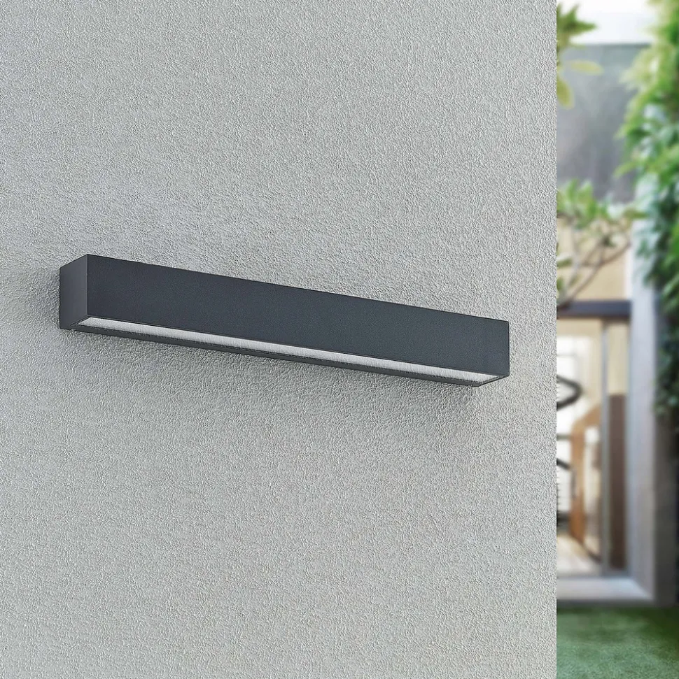 Lucande LED-vegglampe Lengo, 50 cm, antrasitt, ned, CCT