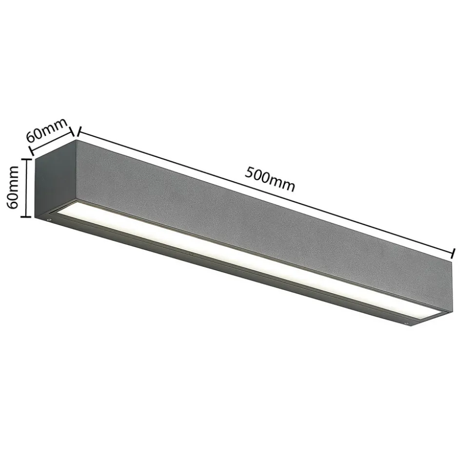 Lucande LED-vegglampe Lengo, 50 cm, antrasitt, ned, CCT