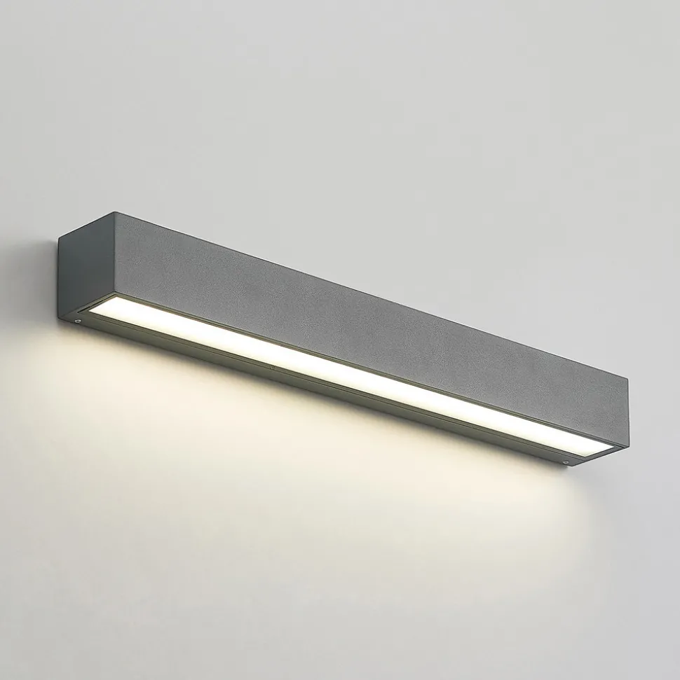 Lucande LED-vegglampe Lengo, 50 cm, antrasitt, ned, CCT