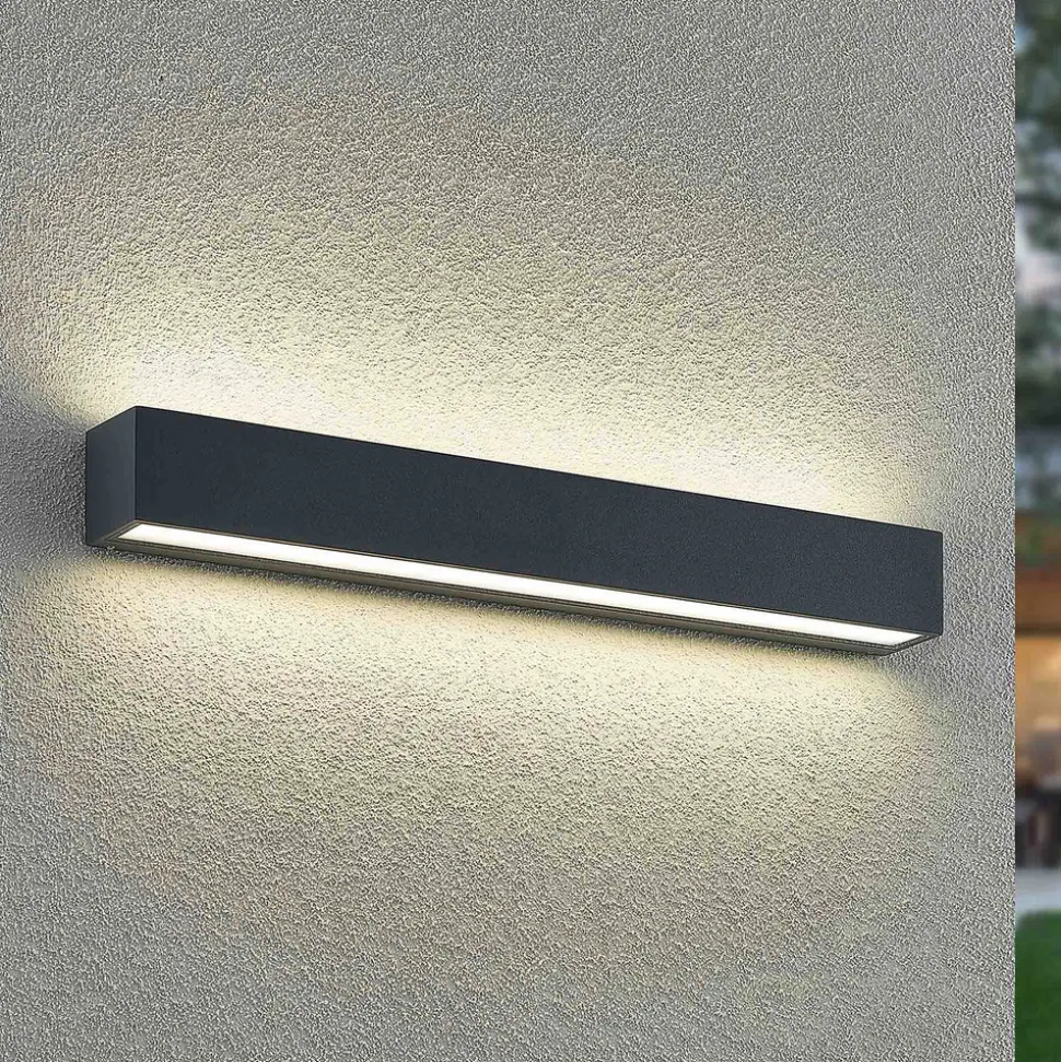 Lucande LED-vegglampe Lengo, 50 cm, antrasitt, opp/ned, CCT