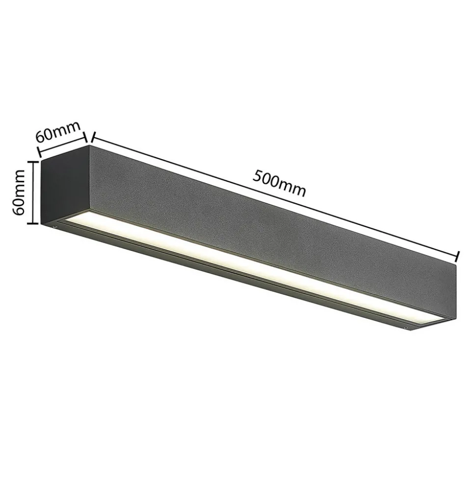Lucande LED-vegglampe Lengo, 50 cm, antrasitt, opp/ned, CCT