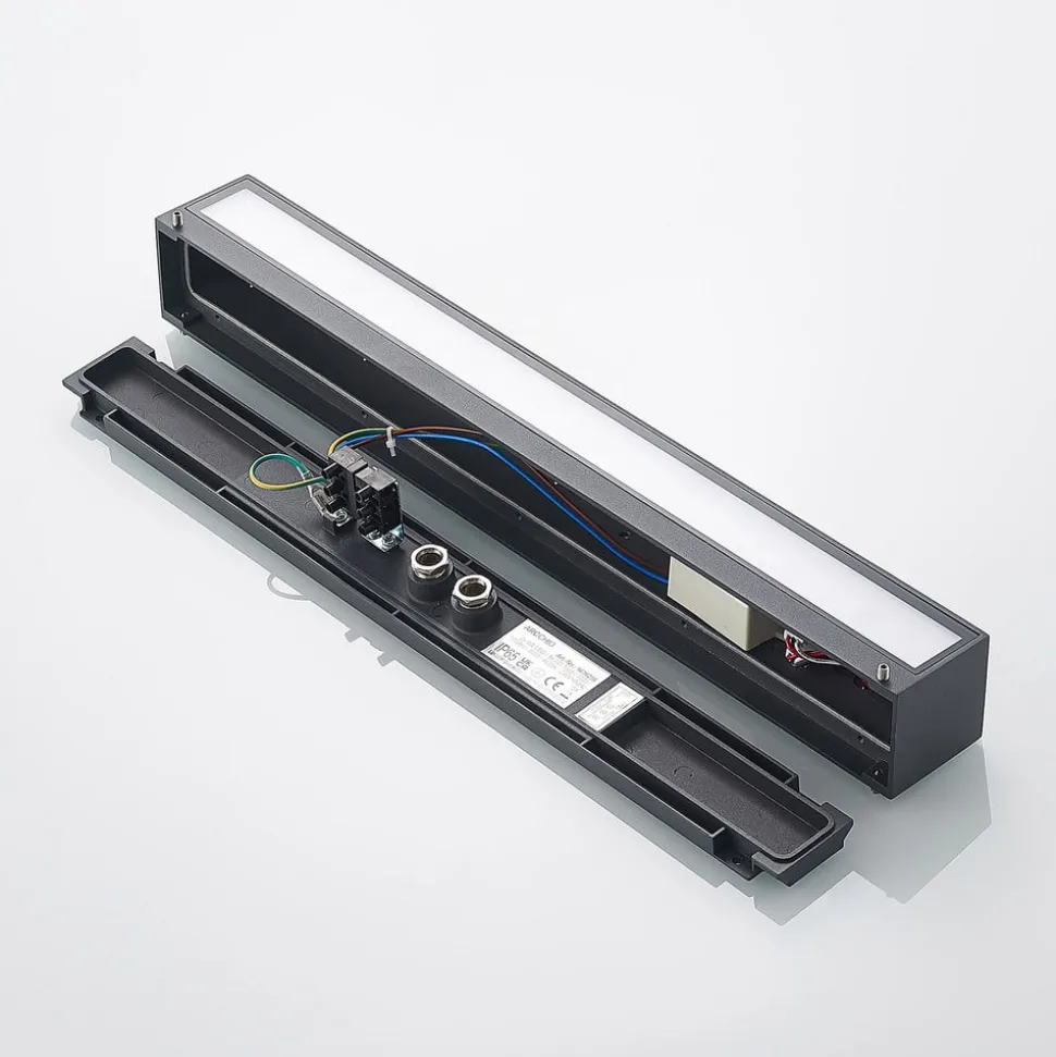 Lucande LED-vegglampe Lengo, 50 cm, antrasitt, opp/ned, CCT