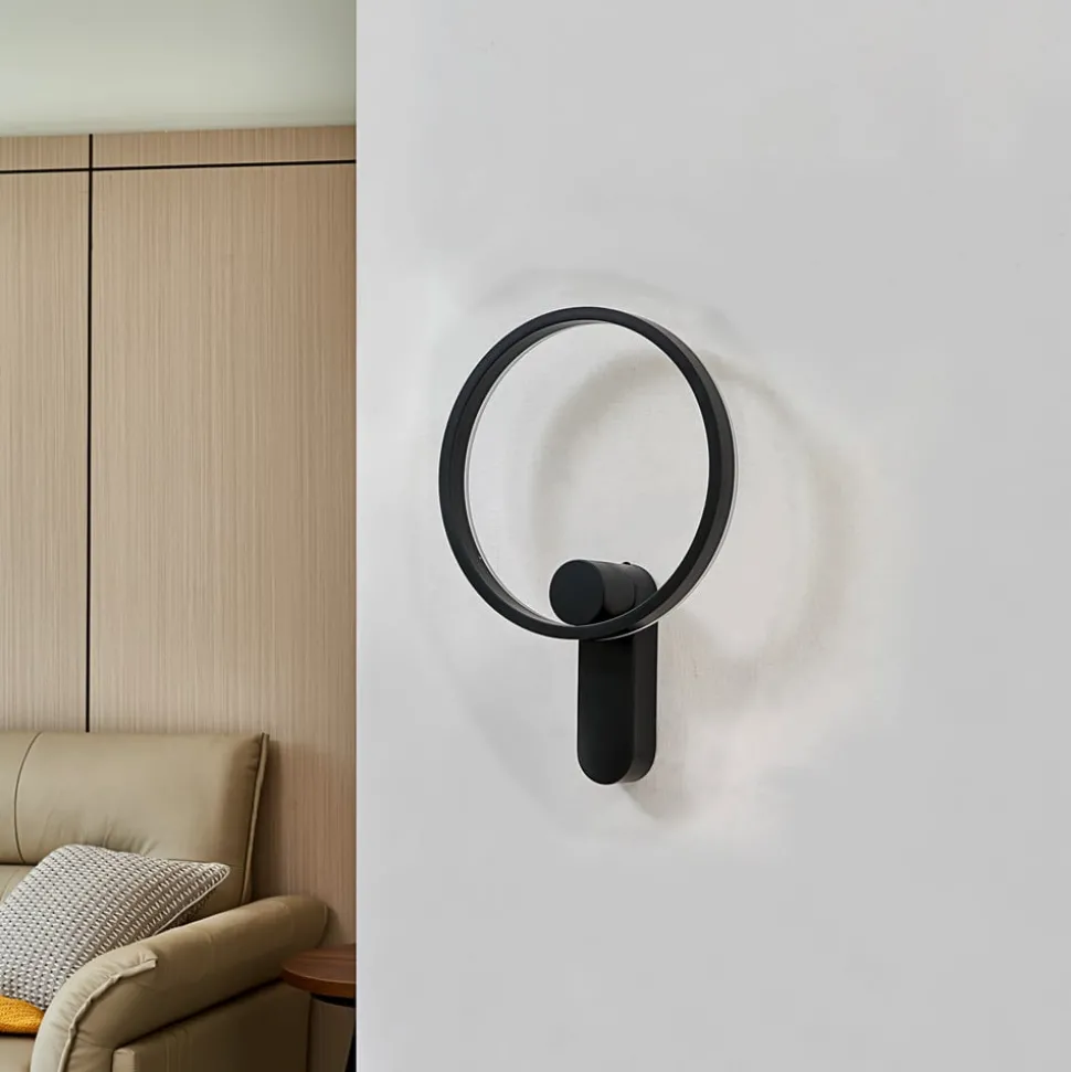 Lucande LED-vegglampe Yekta, indirekte, svart, dimbar