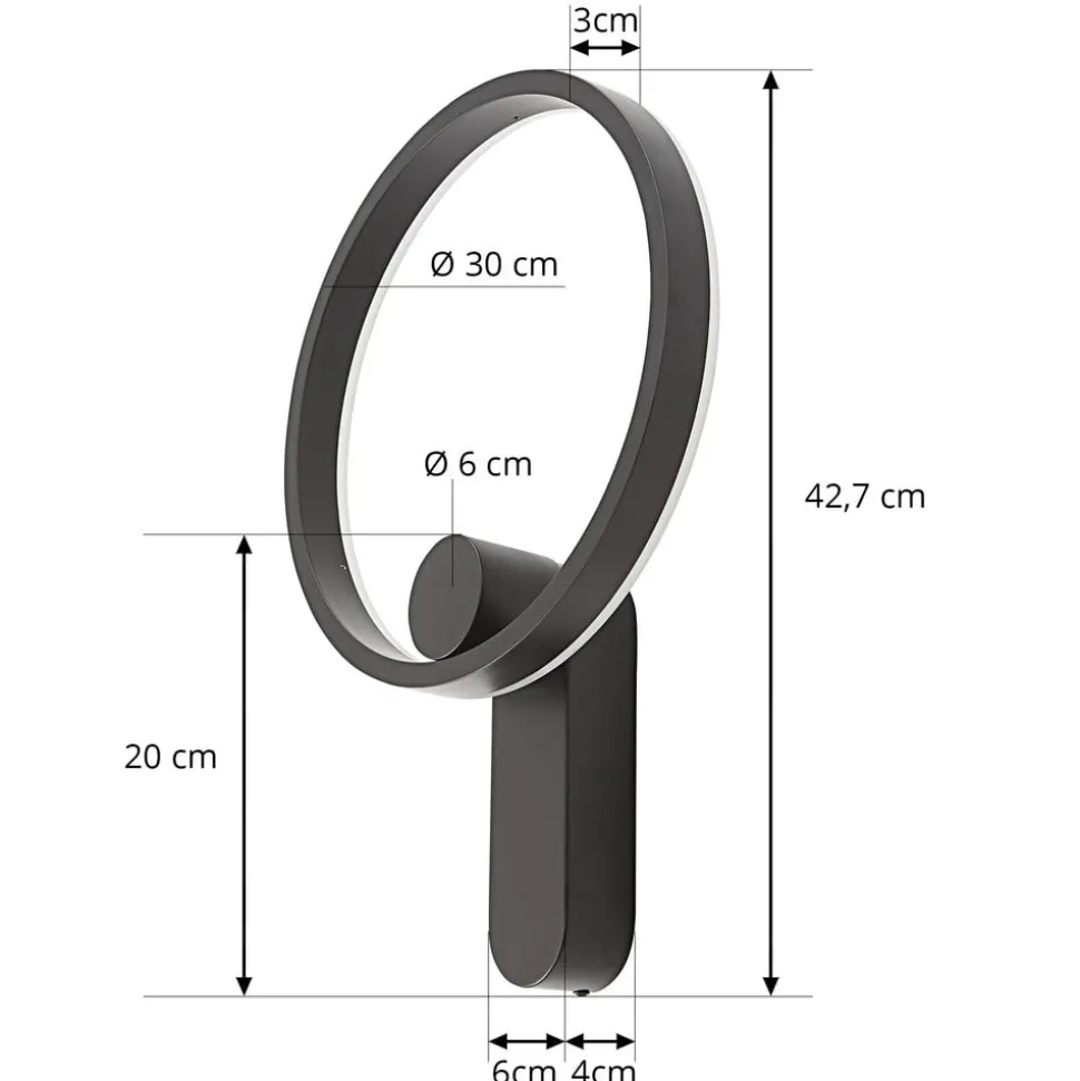 Lucande LED-vegglampe Yekta, indirekte, svart, dimbar