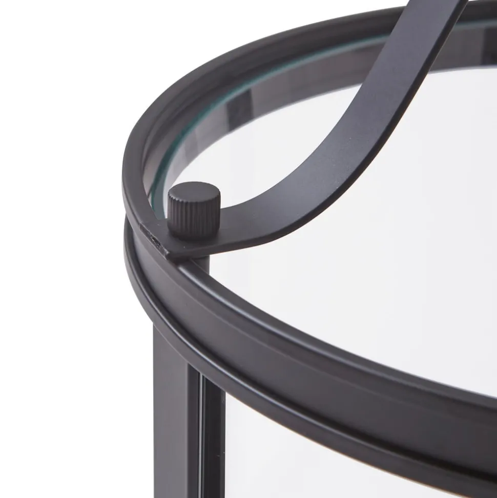 Lucande pendellampe Eryk, Ø 23 cm, svart, glass, 3-lys