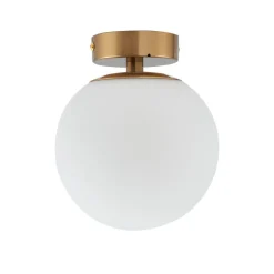 Lucande taklampe Bidolo, messingfarget, glass, 15 cm, IP44