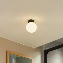 Lucande taklampe Bidolo, svart, glass, Ø 15 cm, IP44